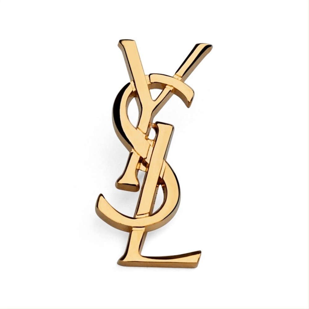 Vintage YSL Brooch Pin Gold Tone - 1.5”